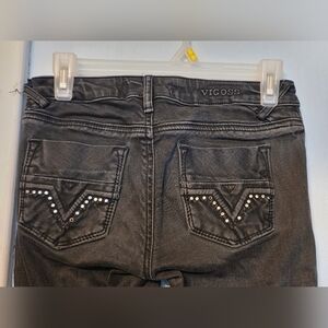 Vigoss Charcoal Skinny Jeans with Embellished Pockets Sz 3. 29" Inseam